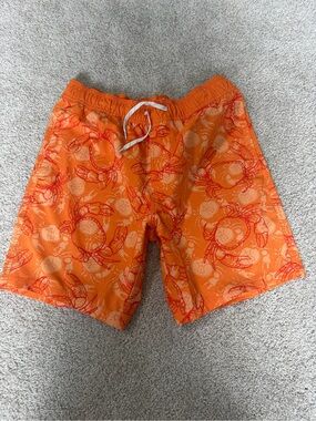 Departwest Men's Orange Crab-Print Swim Shorts